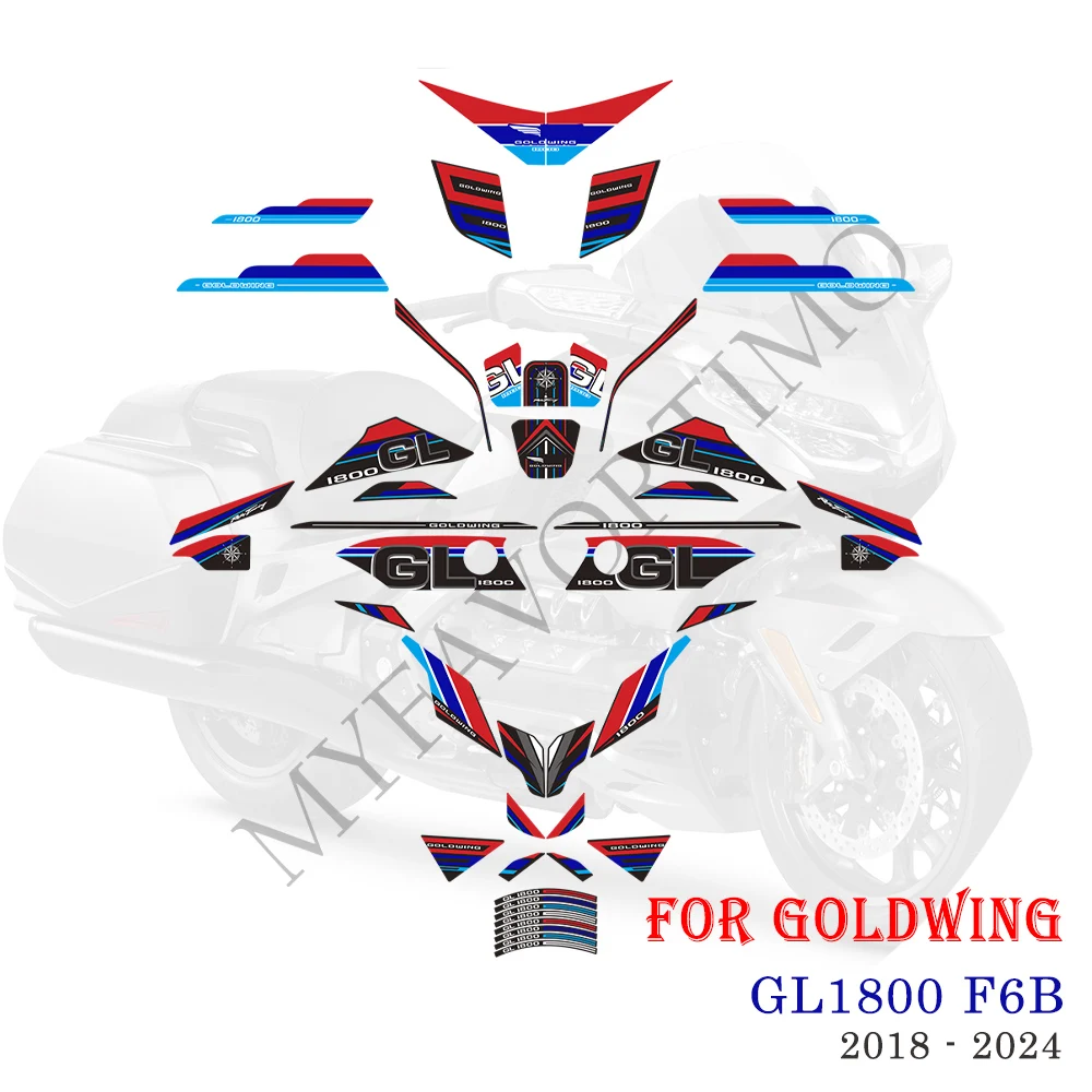 

For Honda Goldwing Gold wing GL1800 F6B Tour Motorcycle Tank Pad Stickers Body Fairing Fender Wheel Decals 2018 - 2023 2024