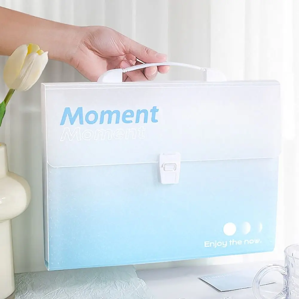12 Pockets A4 File Folder Simple Portable Gradient Color File Organizer PP Test Paper Storage Envelope Folder Gift