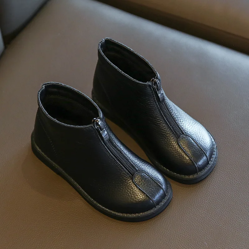 Kids Boots 2023 Autumn Winter Toddler Girls Fashion Brand Chelsea Princess Ankle Boots Genuine Leather Children Shoes Warm Soft