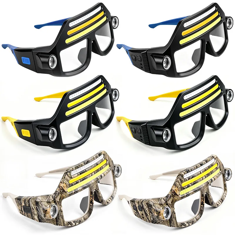 LED Glasses Headlight Rechargeable TYPE C Waterproof Headlamp Lightweight Adjustable Angle Work Lamp for Car Maintenance Repair