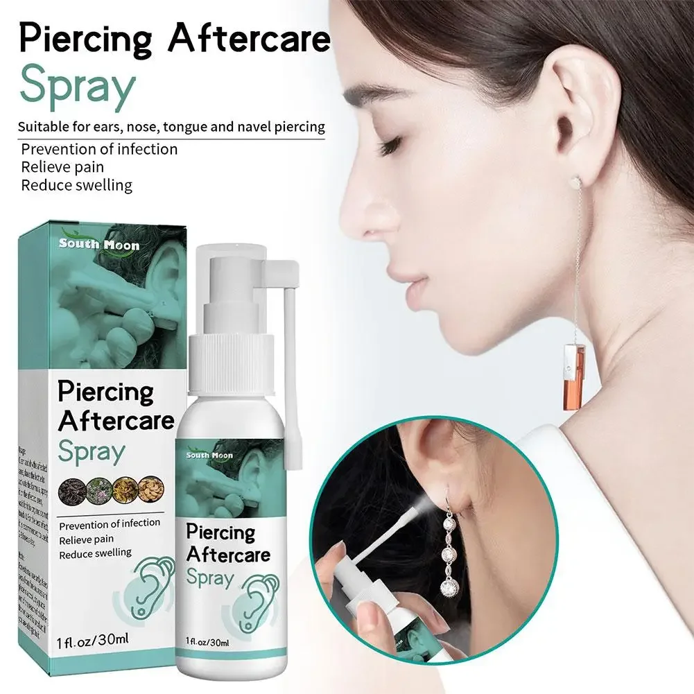 Pierced Ear Cleaning Set Herbal Fresh Mint Solution Spray Ear Aftercare Swelling Tool Floss Reduction Hole Limpiador De Oídos