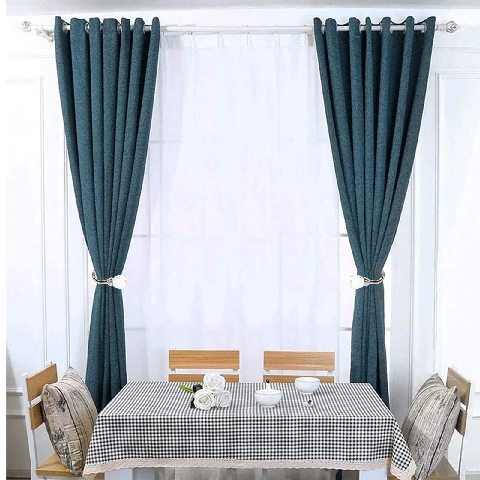 

1Pair Crystal Curtain Hooks Premium Decorative Pothooks Sturdy Alloy Tieback for Living Room Bedroom Window Treatment