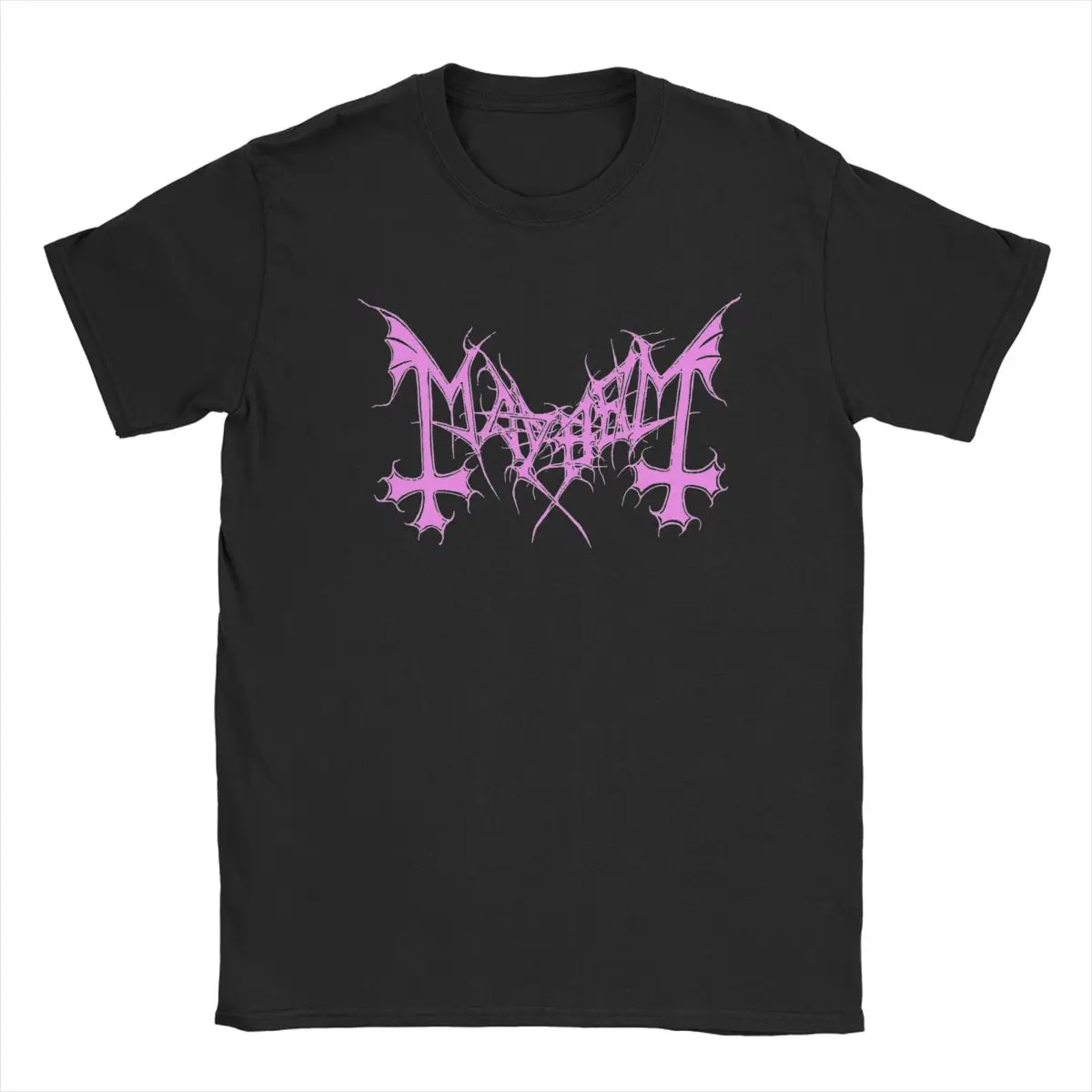 Funny Mayhem Band Logo T-Shirt Men Crew Neck Cotton T Shirt Short Sleeve Tee Shirt Printed Clothes