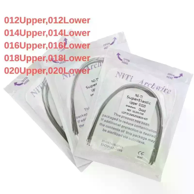 AG 10Pcs/1Pack Dental Arch Wires Super Elastic NITI Round Rectangle Archwire Lower/Upper 012/014/016/018/020