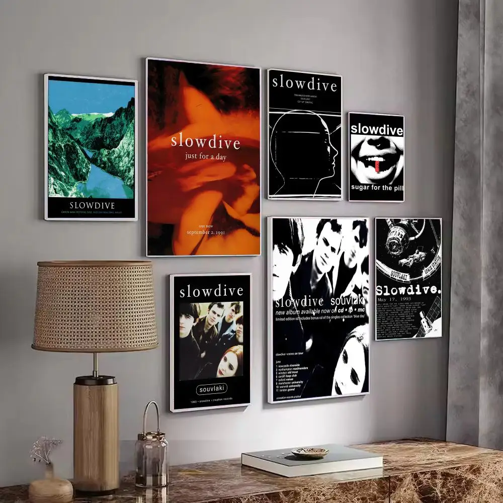 Rock Band Album S-Slowdive Poster Decorative Stickers Wall Art Mural Photo Design for Home Living Room Hallway Decor Gift
