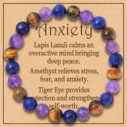 Women's bracelet With Wish Card,Amethyst Yellow tiger Lapis Lazuli bracelet natural stone bracelet, gift for mother, girlfriend