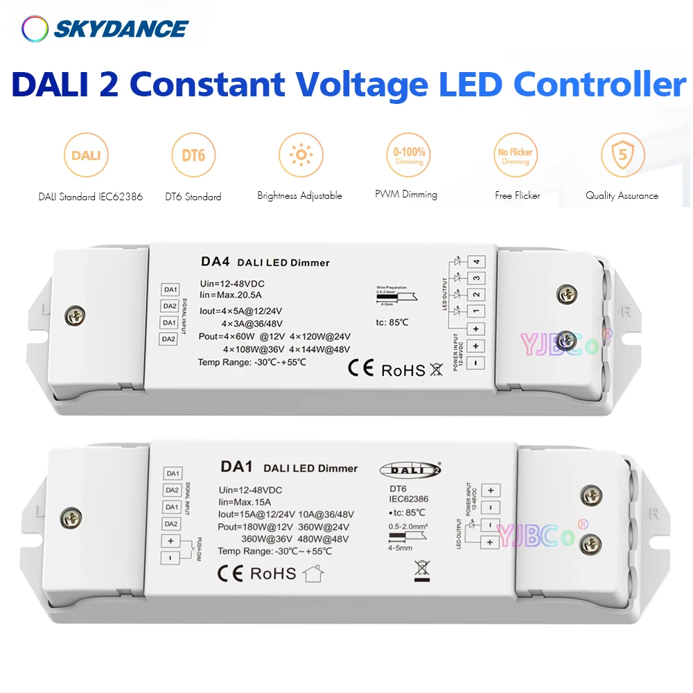 Dali LED Dimmer 12V 24V 360W 480W Constant Voltage Dimmming Driver LED Strip Light DA1 1CH or DA4 4 Channel Dimmers Controller