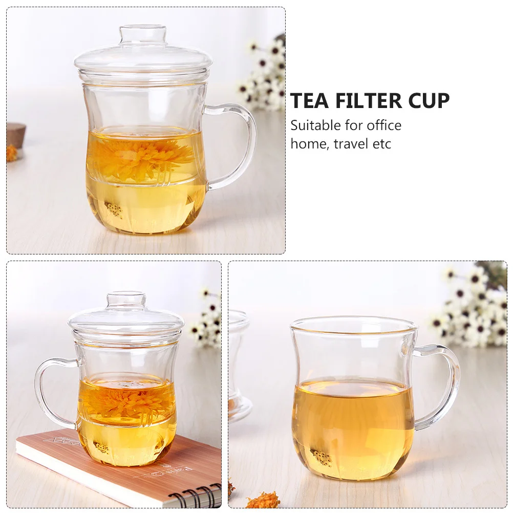 

1Pcs Glass Tea Infuser Cup with Lid Handle and Strainer Perfect for Loose Leaf Tea Ideal for Home Office Outdoor Activities