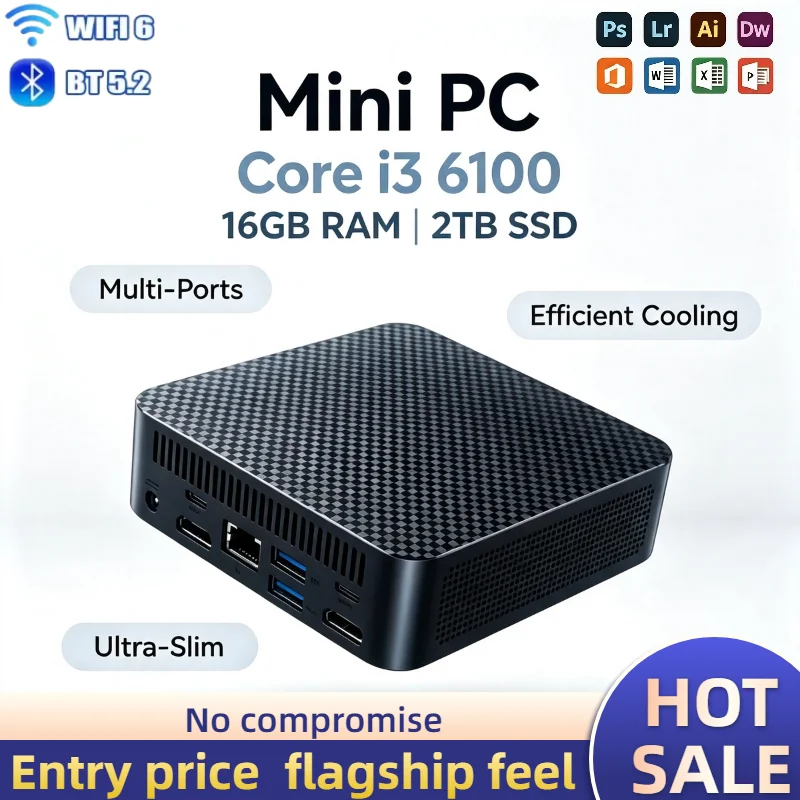 インテル-core-i3-6100-ウルトラポータブルミニpc-16gb-ddr4-m2-nvme-ssd-トリプル4kモニター-wifi6-静音冷却-オフィス・ホーム-2026