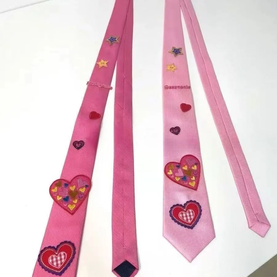 손으로 만든 리본 보우 글로스 얇은 넥타이 Y2K 액세서리 스파이스 걸스 하위 문화 펑크 넥타이 액세서리