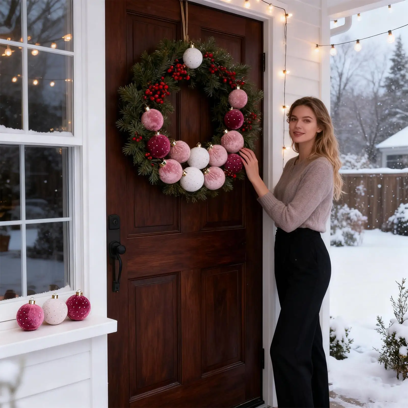 

Флокированные рождественские украшения, 15 шт., флокированные деревенские праздничные принадлежности, украшение для рождественской елки для фермерского дома, спальни, ванной комнаты