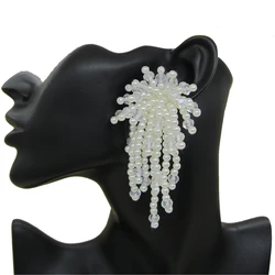 Statement Pearl And Crystal Tassel Stud Earrings Elegant Handmade Women Jewelry Perfect for Everyday Wear and Gifting