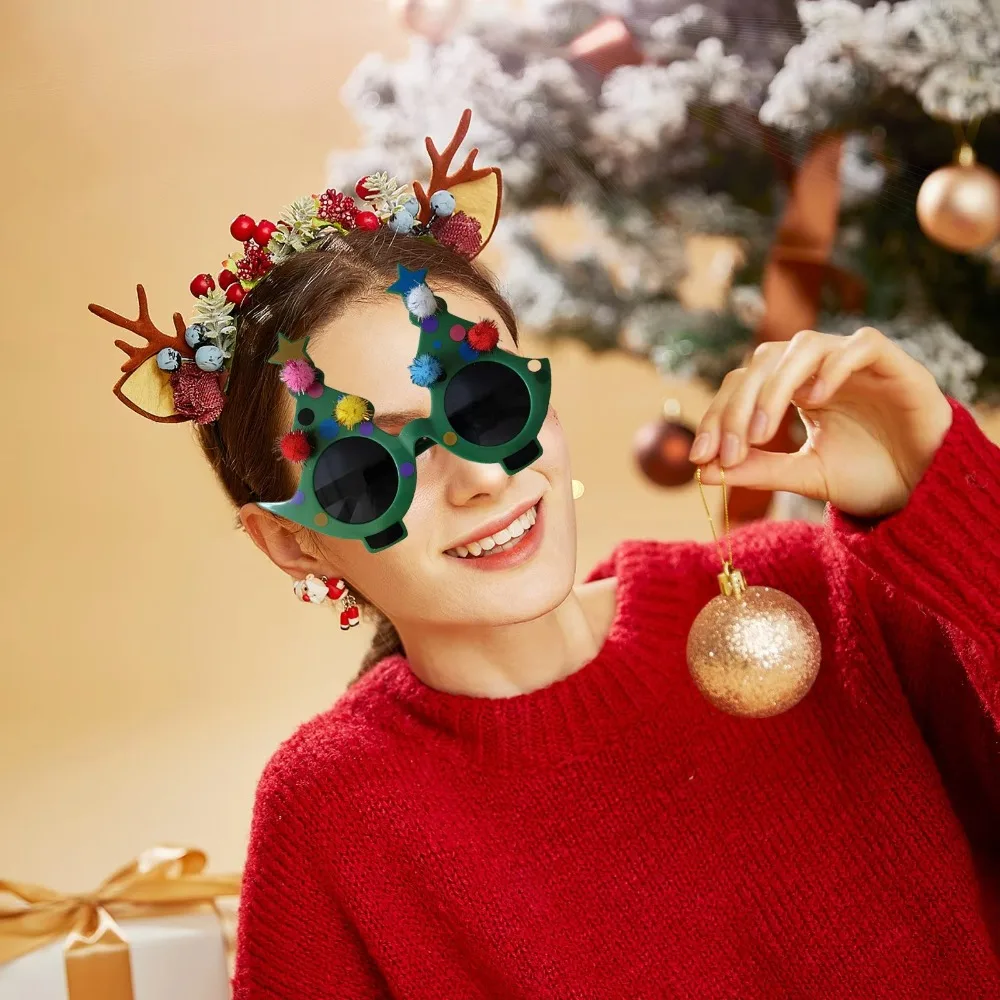 Happy Birthday Christmas Tree Glasses Sunglasses Funny Photo Prop Party Favors Supplies Plastics Christmas Tree Shape