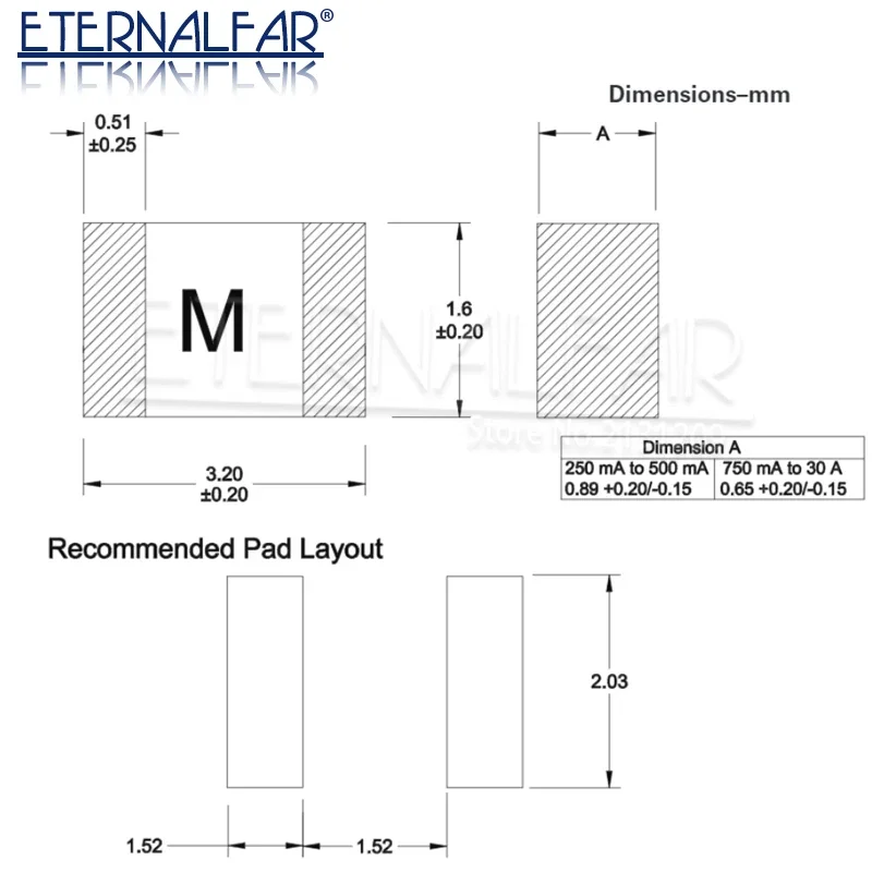 KIT de desconexión positiva de una sola vez SMD, fusible de acción rápida 1206, 3216, 0.5A, 1A, 2A, 2.5A, 3A, 4A, 5A, 6A, 7A, 8A, 10A, 12A, 15A, 20A, 30A