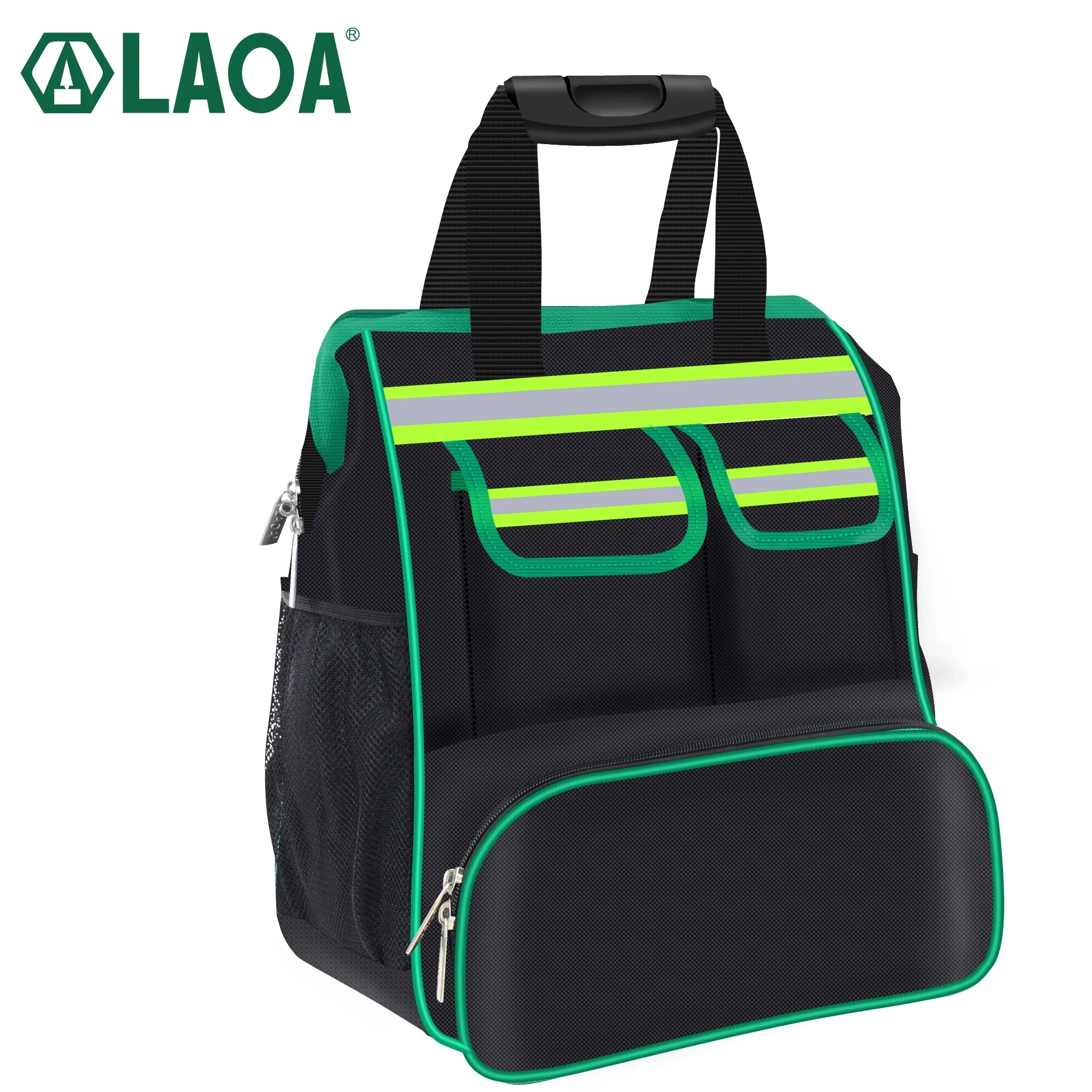 LAOA tas bahu peralatan 600D/1680D tebal Toolkit dengan strip reflektif