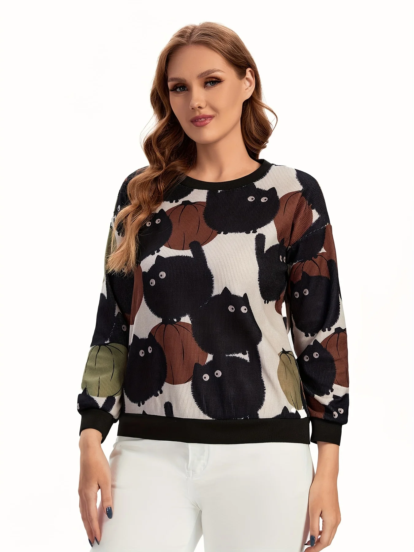 Top de moda de primavera y otoño tejido de talla grande para mujer