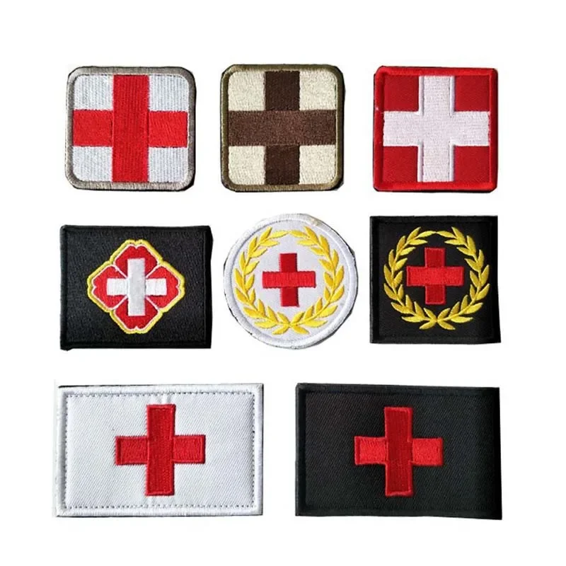 Medical Cross Patches,Doctor armband Emblem,Embroidery Applique Badge,Medic Rescue Military Tactical Morale Patch Hook And Loop