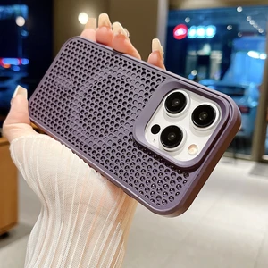 Magnetic Magsafe Case of wireless loading, heat dissipation mesh, breathable cover, fit for iPhone 16, 15, 14 plus, 13, 12, 11 pro max 8 Main Sales Iphone 14 Pro - №2