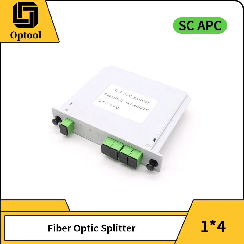 SC APC Fiber Optic Splitter Box 1x4 Cassette Card Inserting PLC Splitter FTTH Fiber Coupler Splitter 1*4