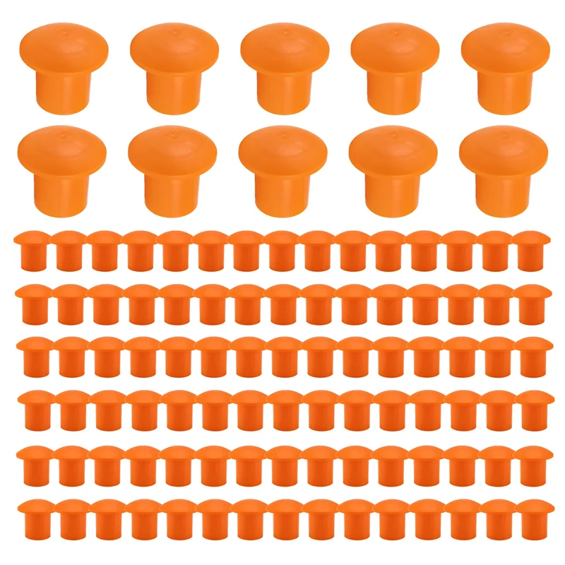 B24B 100 Pcs Mushroom Rebar Cap Plastic Safety Caps For Rebar 3 To 7, Orange Color, 2.36 X 2.17 X 1.5 Inches