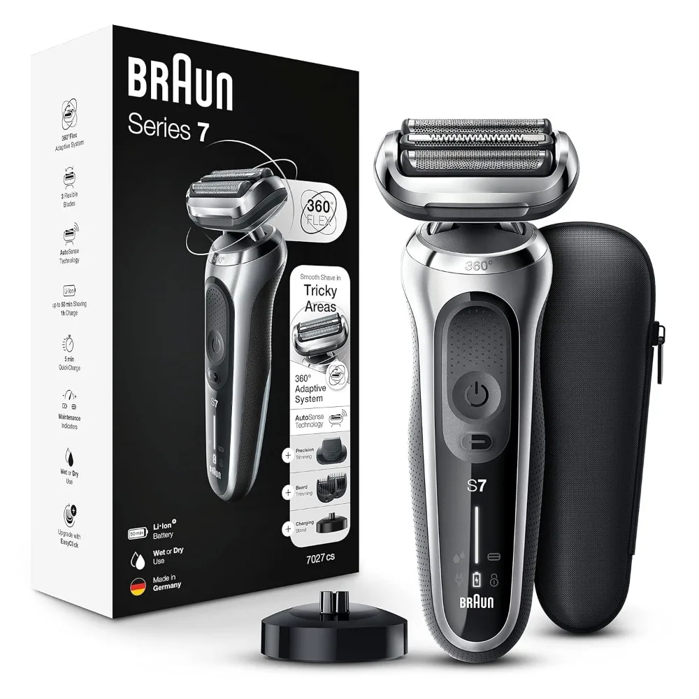 Electric for Men, Waterproof Foil Shaver, Series 7 7027cs, Wet & Dry Shave, with Beard Trimmer, Rechargeable