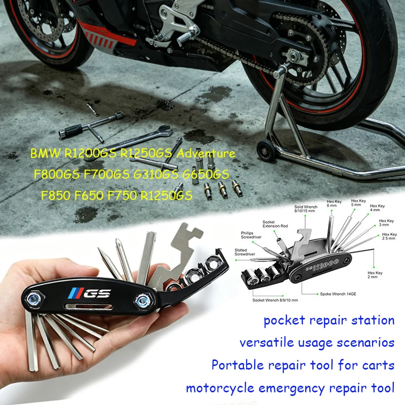 

Fit for Bm@w F800 F900 F1250 GS ADV Universal Motorcycle Accessories car repair Portable 16 In 1 Allen Socket Wrench Multi Tool