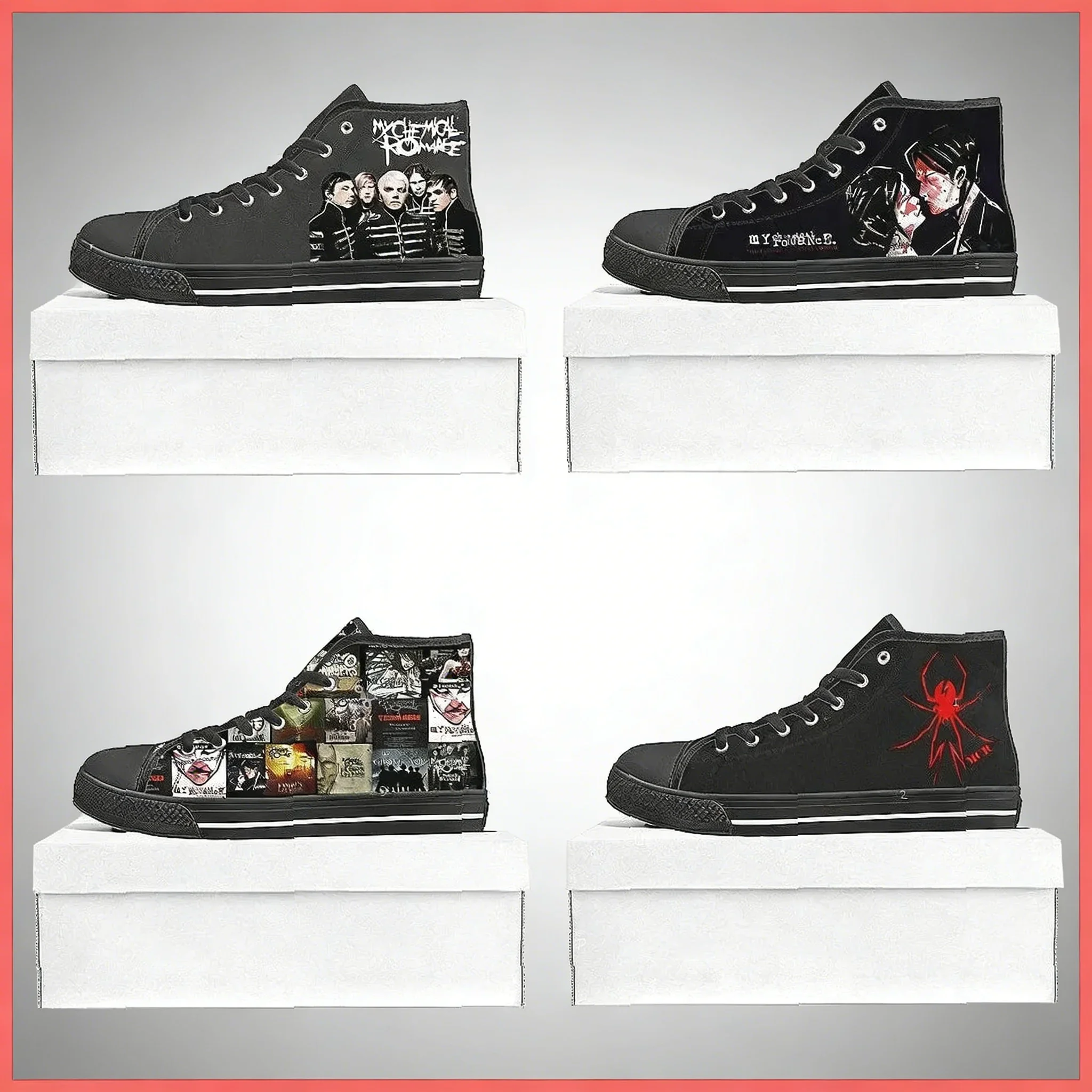 

**Custom Chemical Romance Rock Band High Top Canvas Sneakers for Men Women Couple**