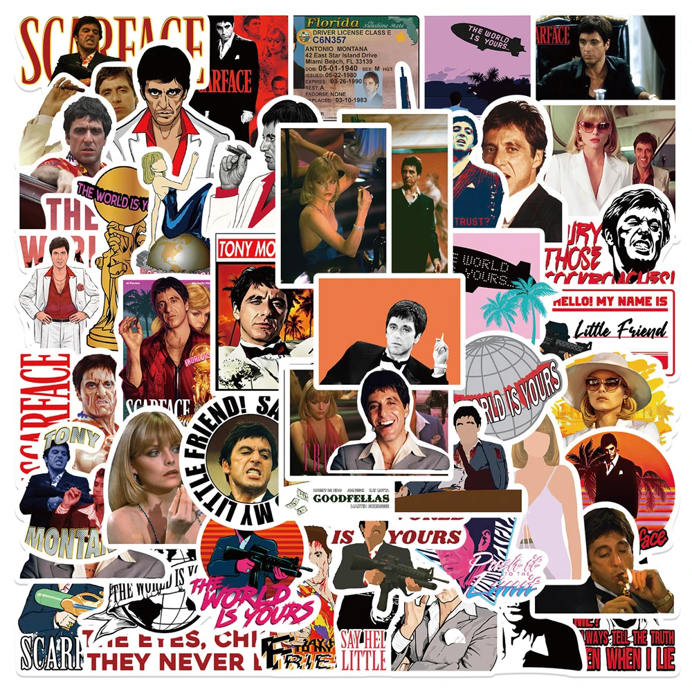 10/30/50pcs Cool Movie Scarface Graffiti Stickers DIY Skateboard Laptop Phone Motorcycle Suitcase Waterproof Sticker Kids Toys