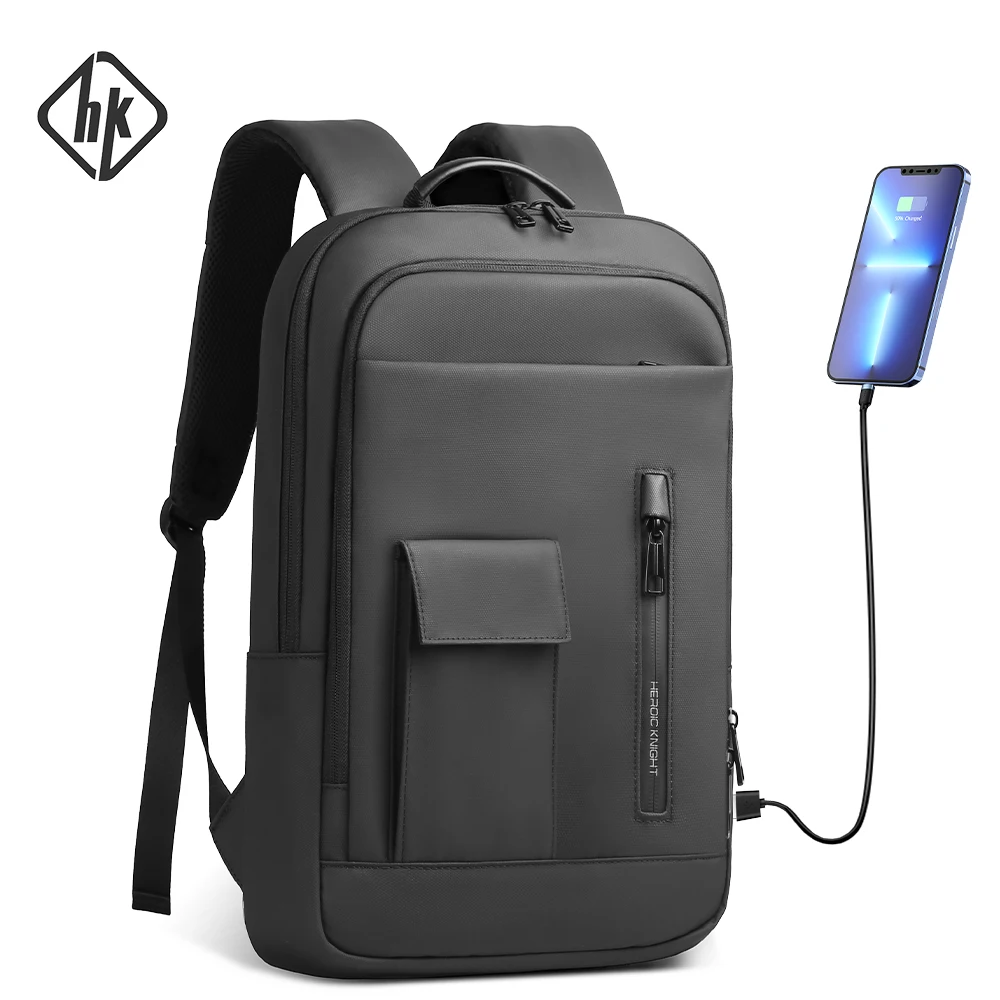 HcanKcan-Mochila Laptop para Homens e Mulheres, Casual, Impermeável, Fino, Trabalho, Luxo, USB, Universidade, Viagem, Bolsa, 15,6\