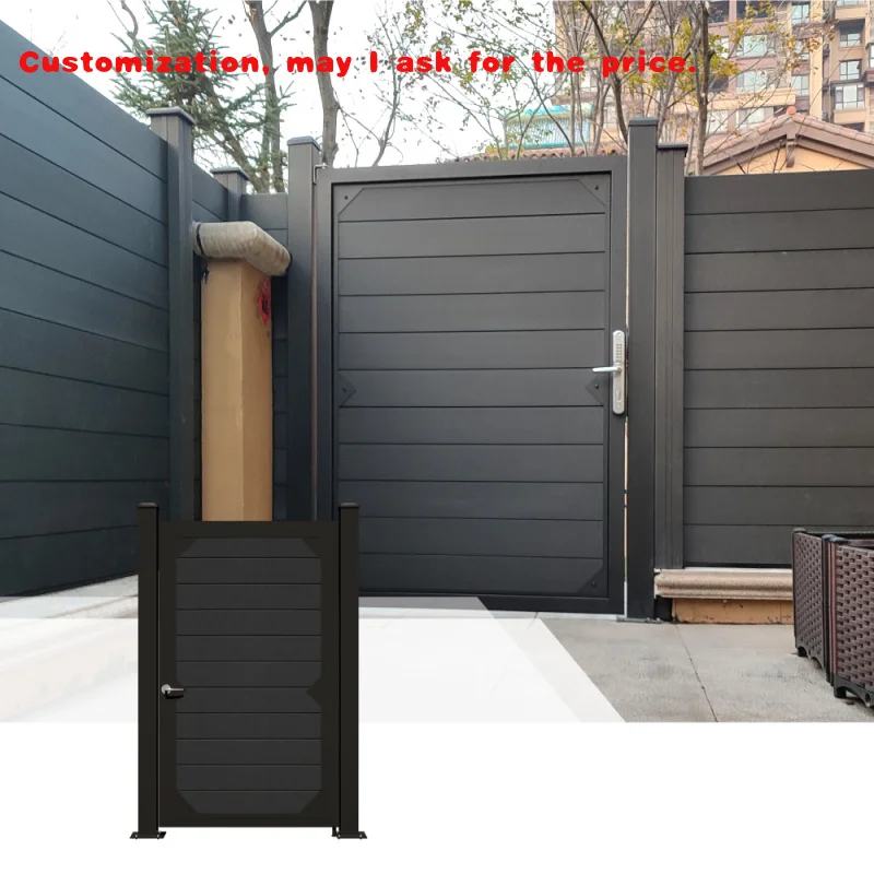 

custom.Exterior Co-extrusion WPC Wood Grain Embossing Fence Sliding Door Safety Security Garden Gate