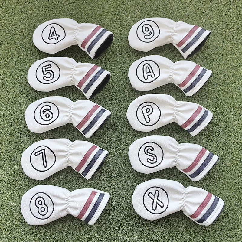 Golf Iron Cover Cover Irons Club PU Soft Leather 4-9 ASPX 10pcs Golf fan supplies