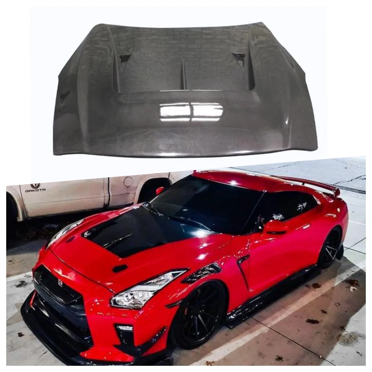 

Deren High QualityMRD Fits for GTR35 LB Style Carbon Fiber Bonnet Hood Fits for Nissans New Style Skyline GTR35 Hood