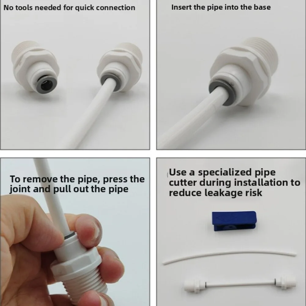 Under-sink Filter Install White 1 4 To 1 2 Adapter RO Fitting Polyoxymethylene Material Tool-free Installation