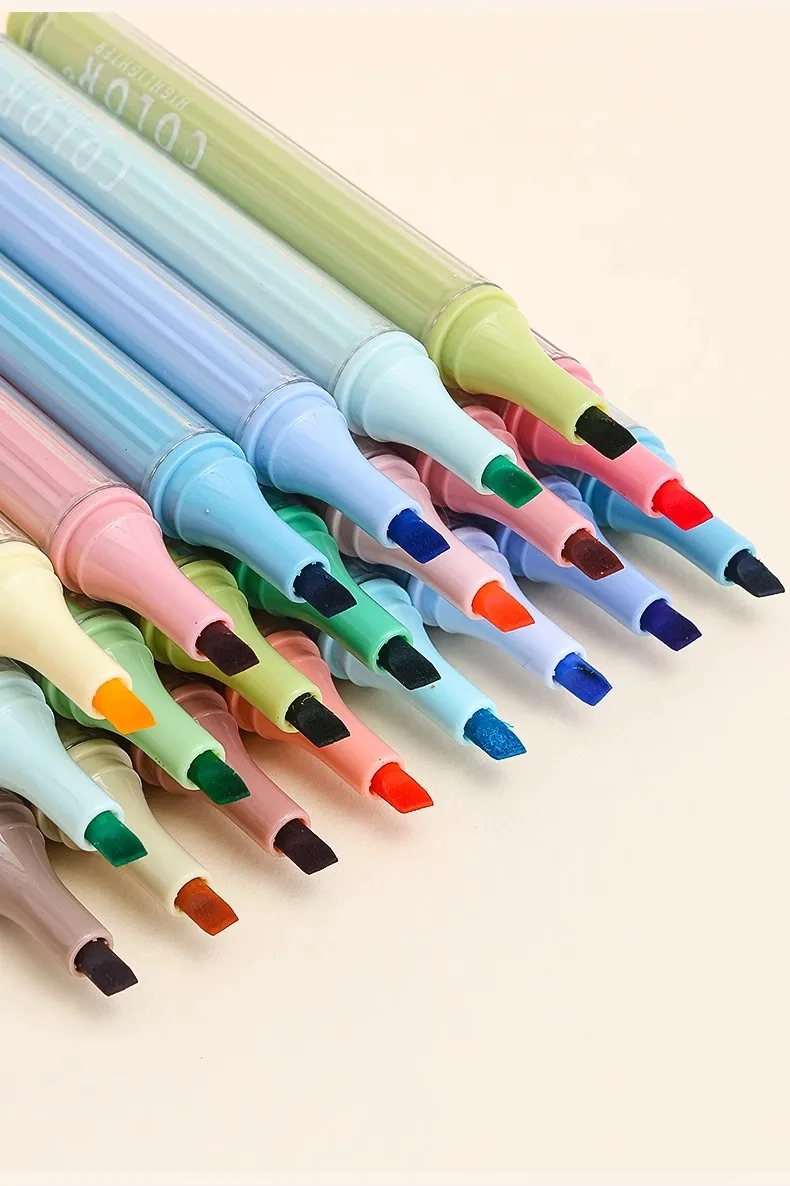 Kawaii قلم تحديد للملاحظة لطيف ألوان الباستيل القرطاسية أقلام خطاط (ماركر) الطلاب المجلات اللوازم المدرسية هدية فكرة