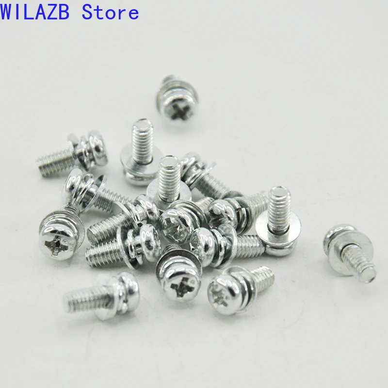 GB9074.8 Zinc Plated Cross Recessed Pan Head Screw with Washer M2 M2.5 M3 M4 M5 M6 M8 Spring Washers Screws Bolts