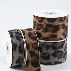 10 Yards 100 Yards 25MM 50MM Fluffy Leopard Print Ribbon Lace Hair Bows DIY Crafts Handmade Garment Accessories Gift Packaging