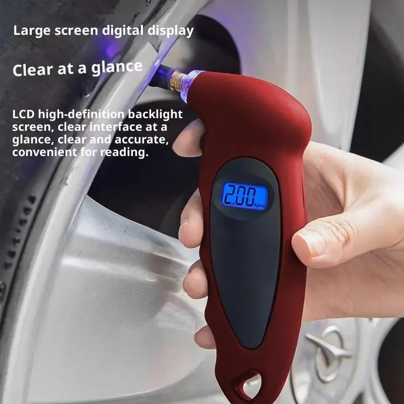 High-end Tire Pressure Checker with Backlight - Precision Digital LCD Visual for Vehicle Safety, Urgency & Care Kit