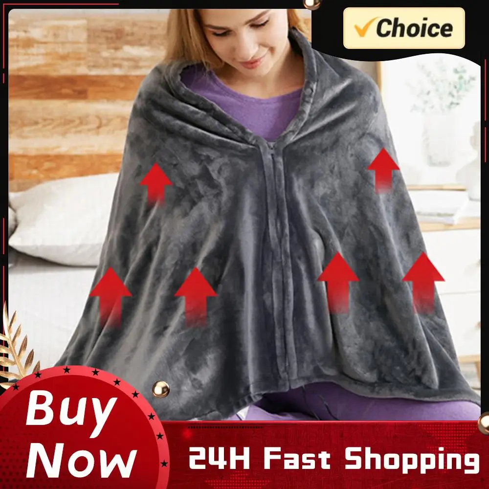 

USB-плед с подогревом, плед-шаль с 3 уровнями нагрева, плед-накидка из кораллового флиса, быстрый нагрев для дома и улицы