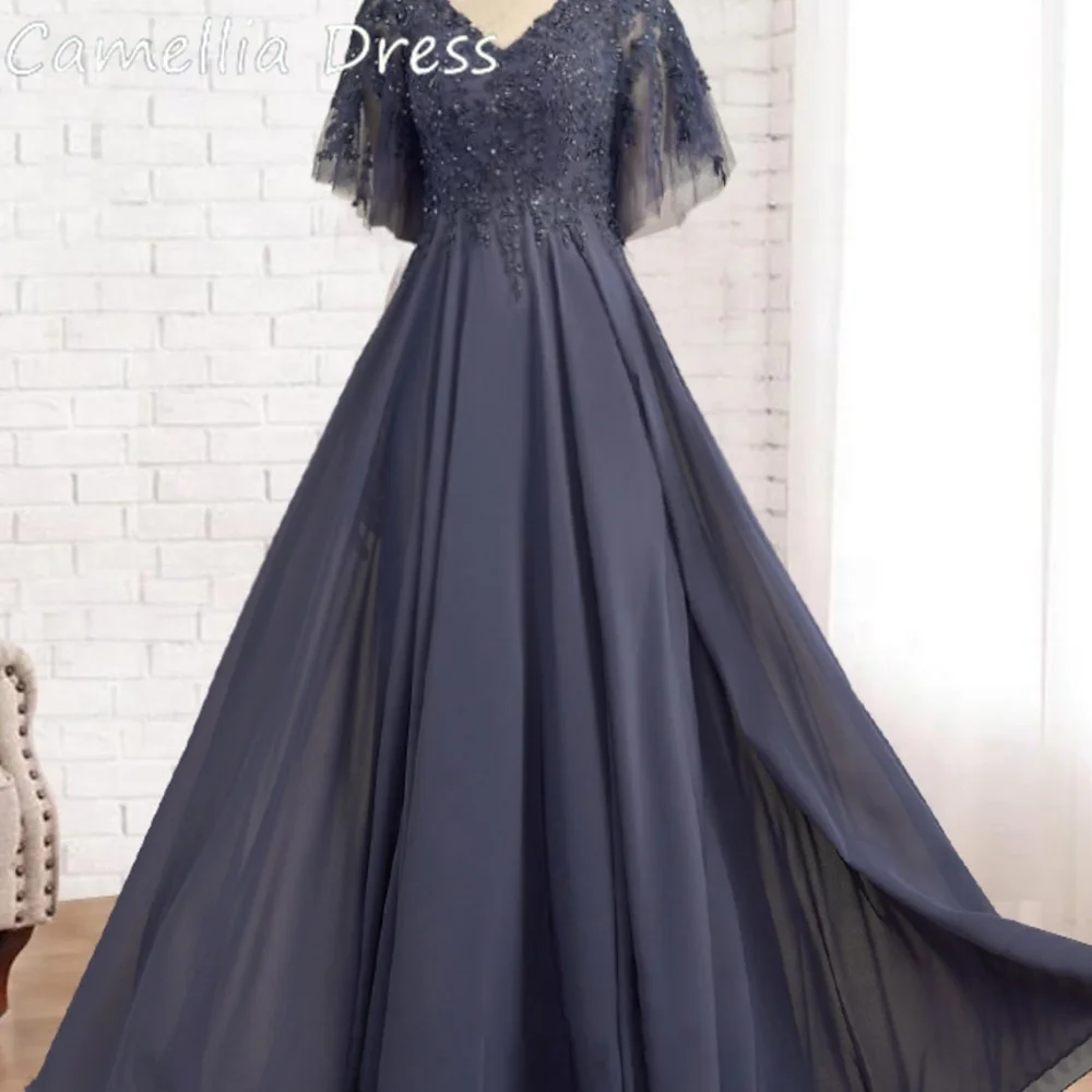 Camellia Elegant Female Dress A Line Casual Wedding Party Dresses Chiffon Appliques Mother of Bride Dresses Robe De Soirée