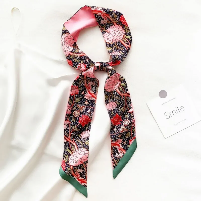 130CM New Korean Version Fresh And Original Style Flower Bird Women\'s Decoration Ribbon Hair Band Small Scarf Neck Scarf