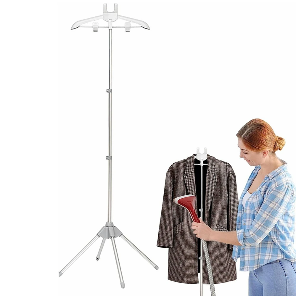 Aluminium Alloy Floor Mounted Ironing Rack Scalable Floor Standing Steamer Stand Black/Grey Quadrangle Bracket