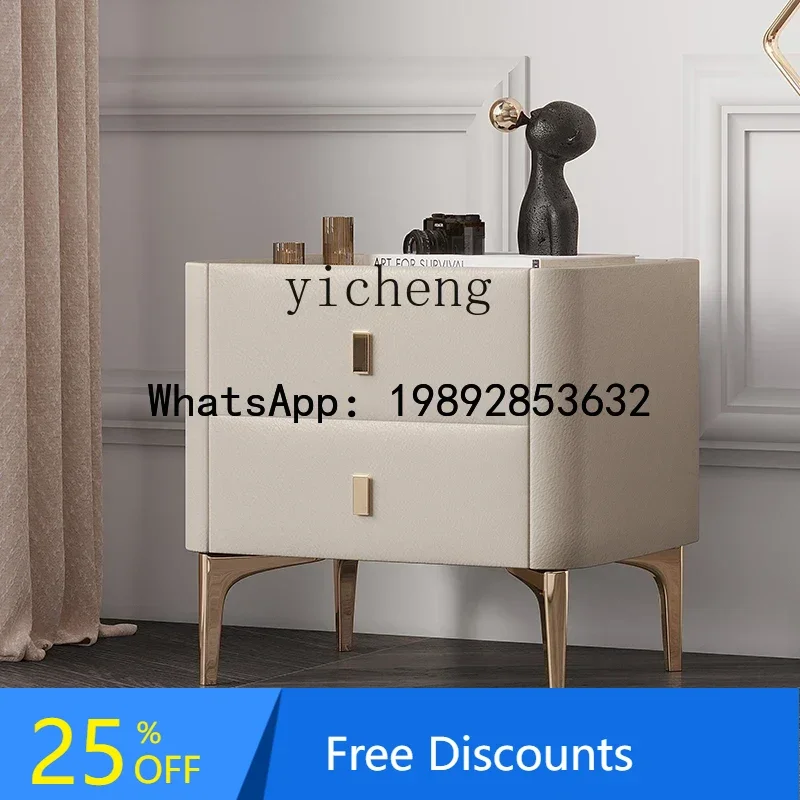 

light luxury bedside table modern rock slab minimalist bedroom bedside table with drawers