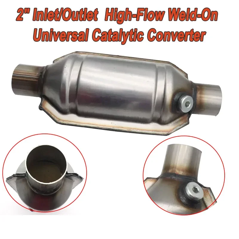 Universal Car Ceramic Catalytic Converter 400 Cells High Flow Muffler Exhaust Systems Muffler Length Steel Engine Accessorie