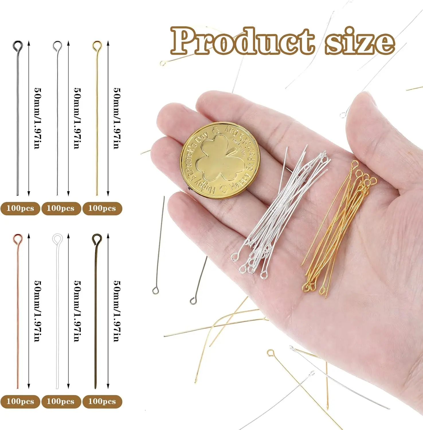 300pcs/box mixed T-shaped pin, nine-child pin, ball pin, DIY hand-made necklace, bracelet, bead jewelry accessory 30/40/50/60/70