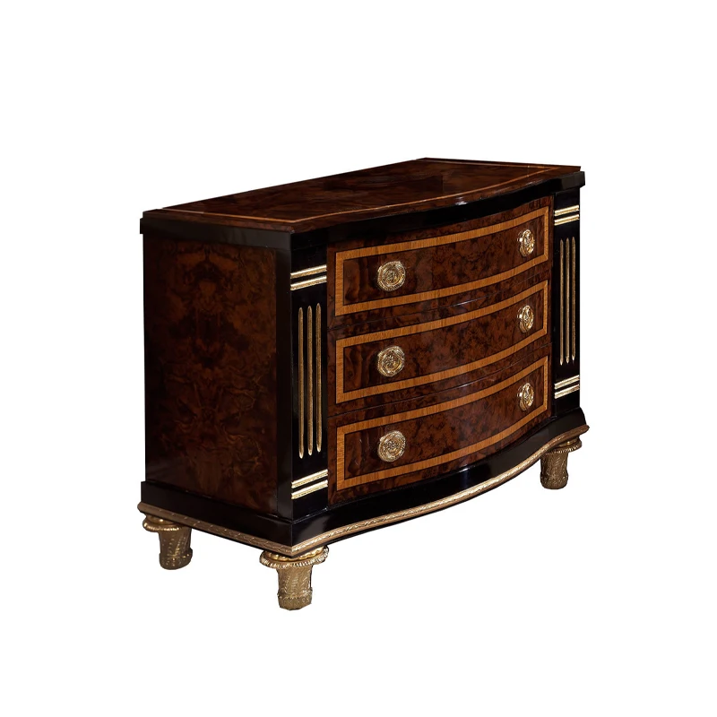 !@Customized  European Style Bedroom Furniture Black Velvet King Size Soft Bed Classic Antique Solid Wood Luxury Bedroom Set 202 - view 5