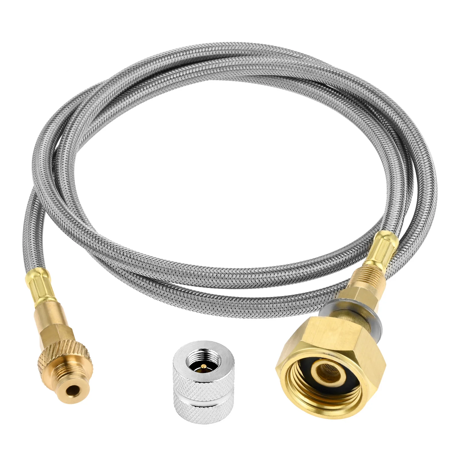 2 Pieces Set 1m Air Tube Flat Air Connector Both ends Have The same Female Port European Gas Tank Connector Stainless Steel