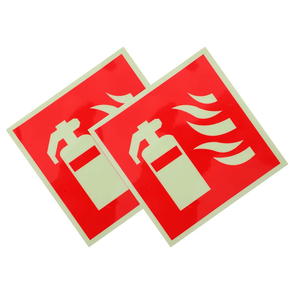 

2Pcs Glow in Extinguisher Safety Labels Luminous Stickers for Emergency High Visibility Durable Self