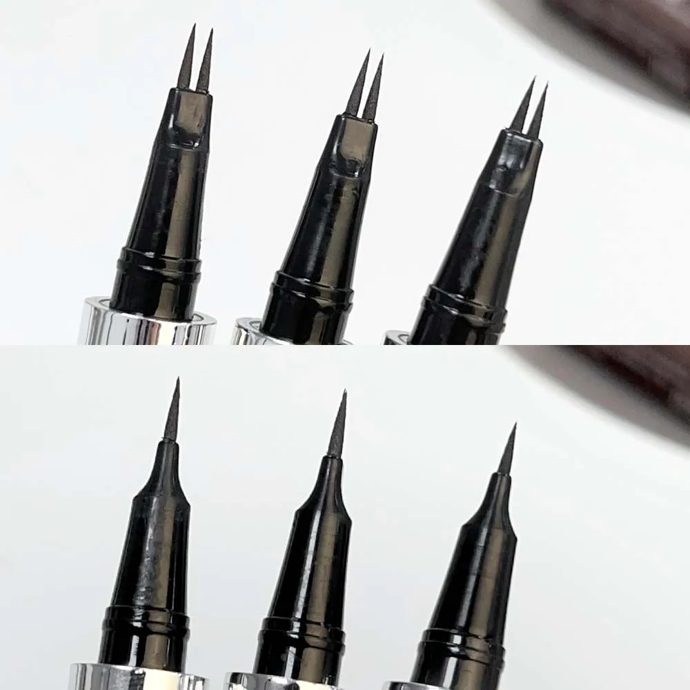 Lápis de sobrancelha líquida de 2 pontos, impermeável, à prova de suor, forma de sobrancelha, fácil de usar, maquiagem Microblade Brow Pencil