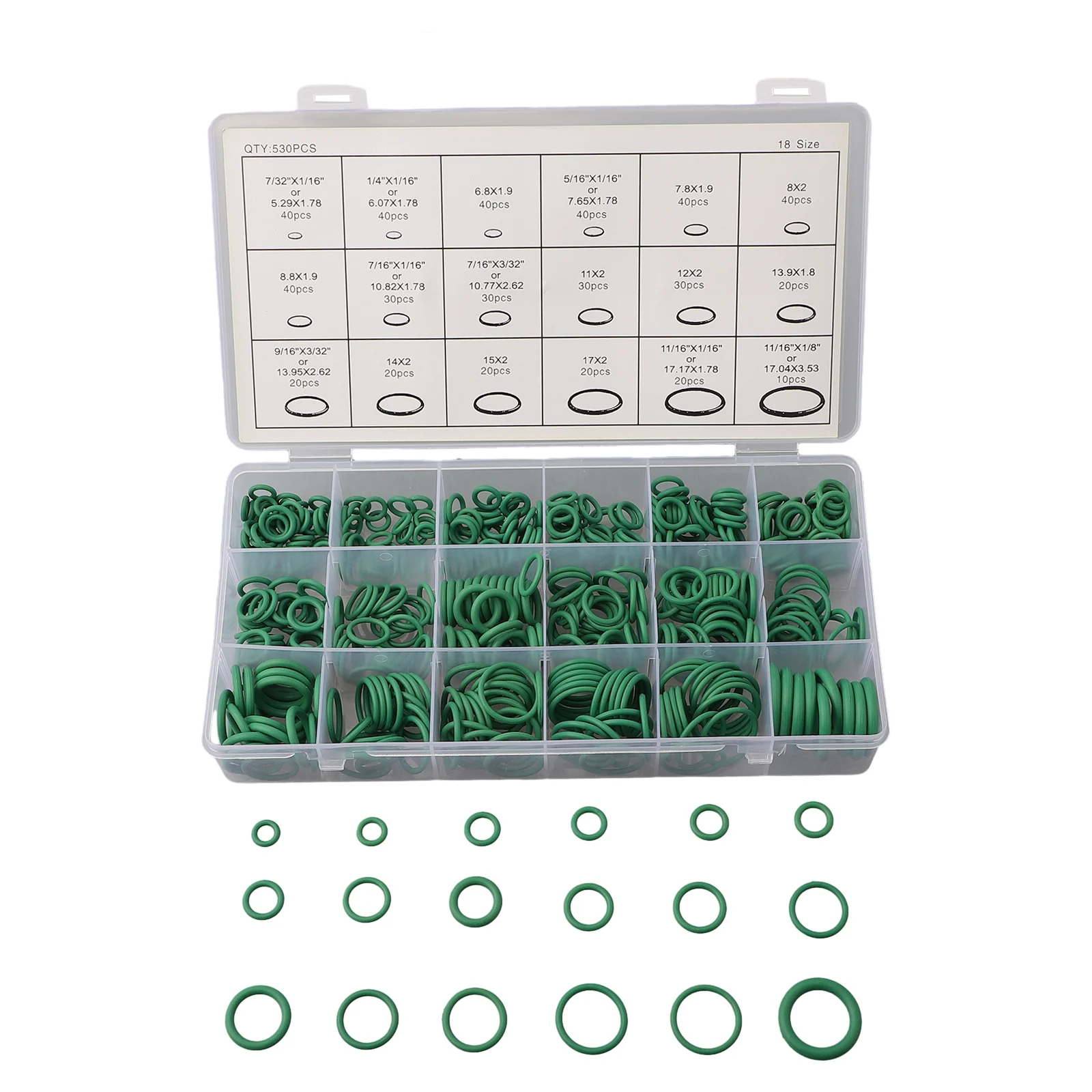 Kits O-Ring Seal 18 Sizes Rubber 530Pcs Spare Supplies Accessories Air Conditioning Air conditioning Washer Assortment