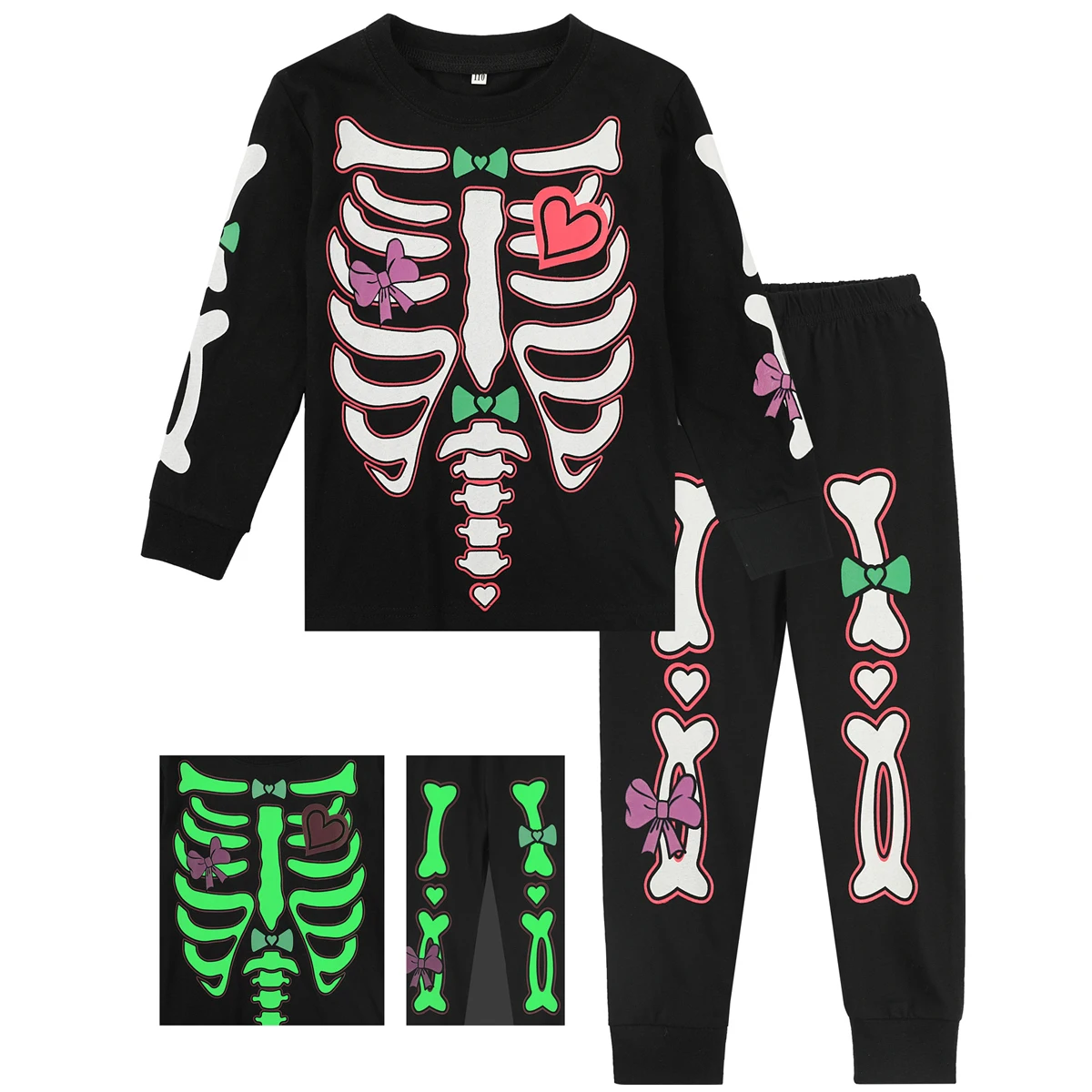 

Halloween Pajamas Kids Girls Skeleton Glow in the Dark Pyjama Sets Toddler Party Cosplay Pijamas Child Sleepwear PJS